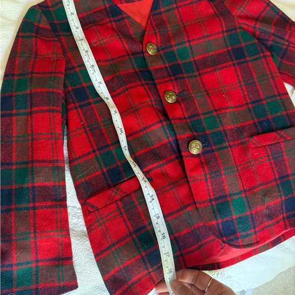 Sears Vintage Pooh Limited Edition Red and Green Blazer Classic Plaid Wool-Blend - Picture 5 of 9